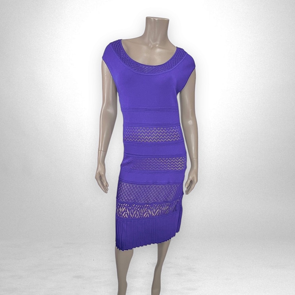 CATHERINE MALANDRINO Purple Knit Dress XL